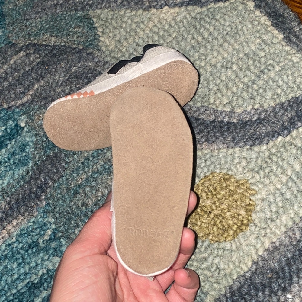Robeez Dinosaur Dino Dan Slip-On Shoes Grey, Black, and White - Picture 3 of 6